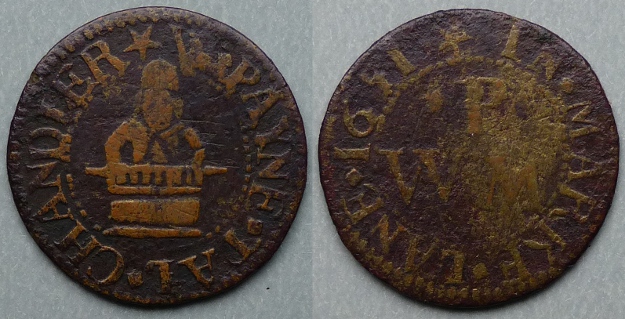 Mark Lane, W Payne 1651 farthing token